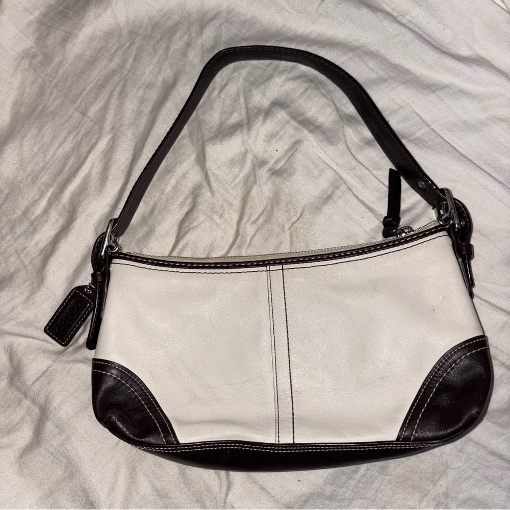 Vintage Coach Cream and Brown Shoulder Bag